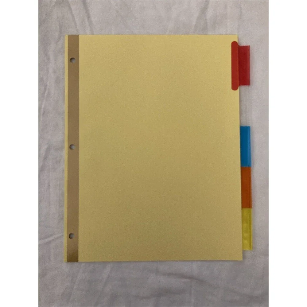 Unbranded 11”x8.5” Paper Yellow Binder Divider | Full Set (5 Sheets)